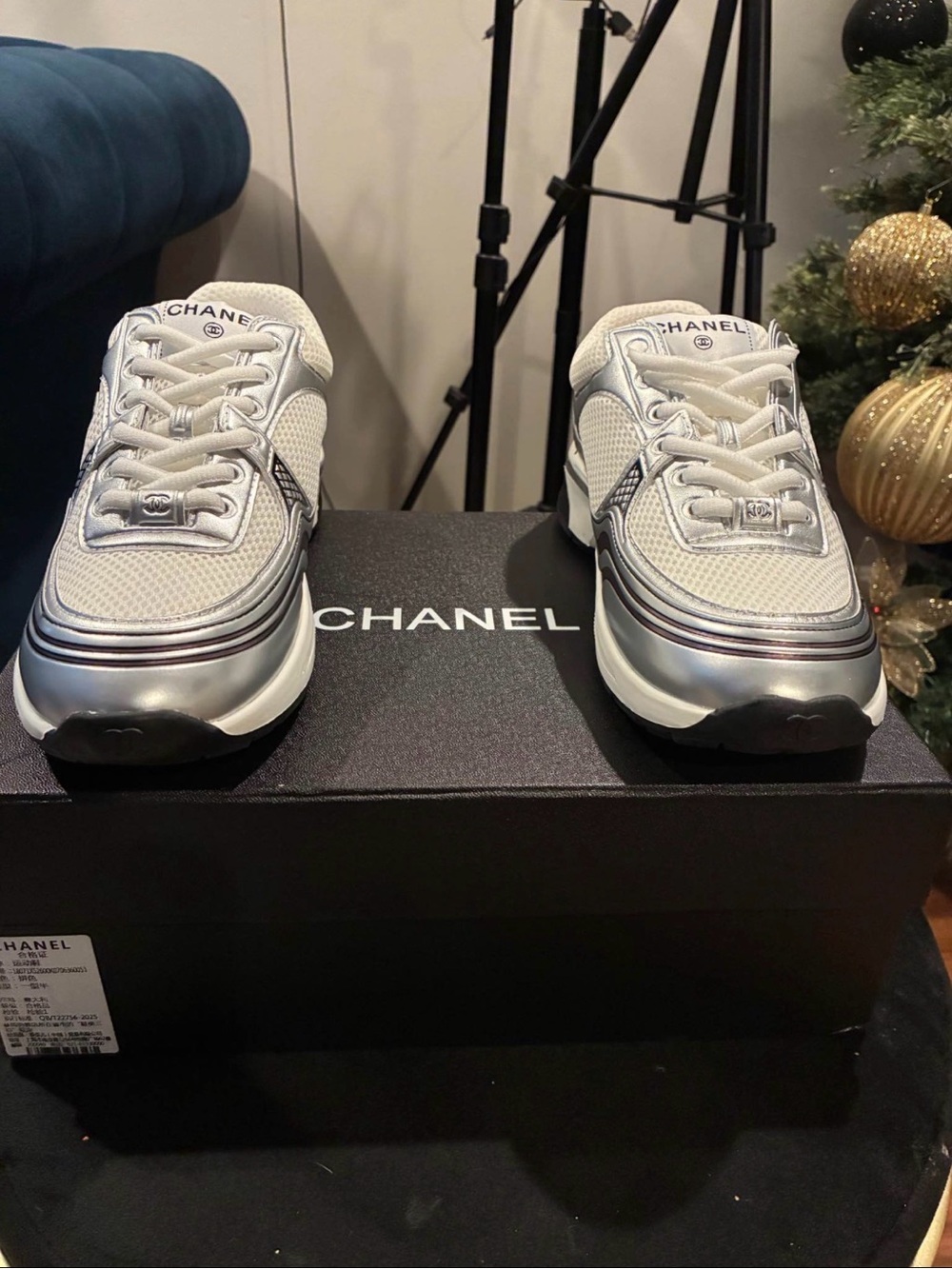 Silver Metallic Logo Men’s  Sneakers - Picture 5 of 5